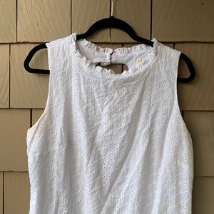 White Lacey Short Keyhole Back Dress